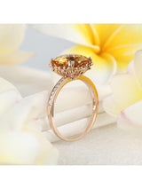 3.60ct Cushion Cut Citrine Engagement Ring, Available in 14kt or 18kt Rose, Yellow or White Gold