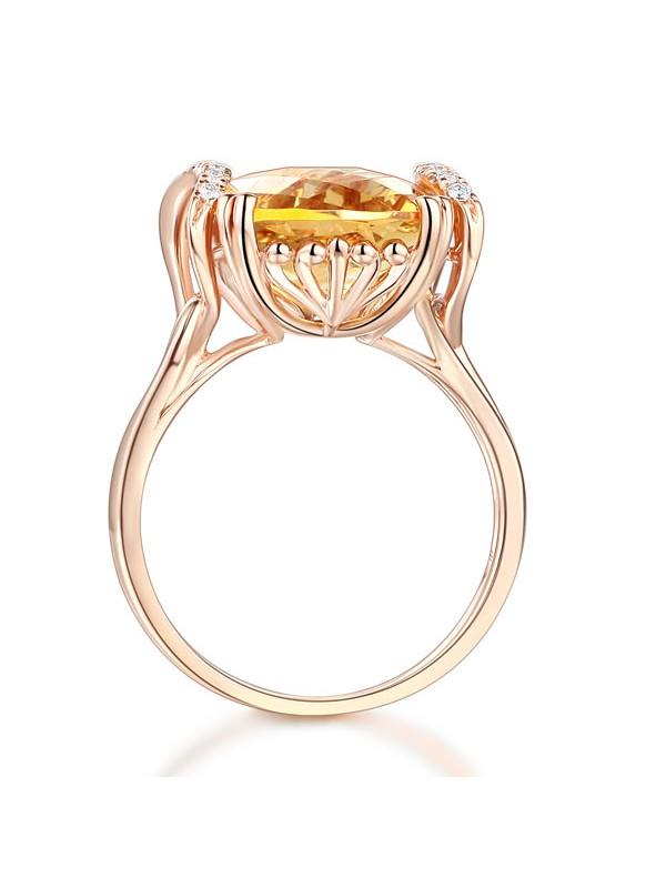 6.00ct Cushion Cut Luxury Citrine Dress Ring, Available in 14kt or 18kt Rose, Yellow or White Gold