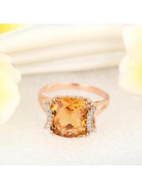 6.00ct Cushion Cut Luxury Citrine Dress Ring, Available in 14kt or 18kt Rose, Yellow or White Gold