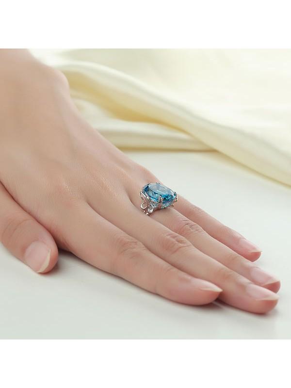 10.30ct Oval Cut Luxury Blue Topaz Dress Ring, Available in 14kt or 18kt White, Yellow or Rose Gold