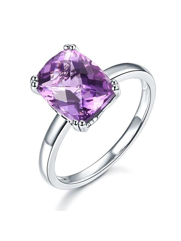3.20ct Cushion Cut Amethyst Engagement Ring, Available in 14kt or 18kt White, Yellow or Rose Gold