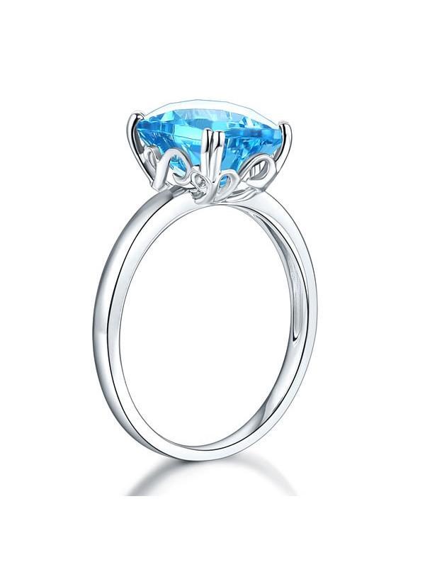 3.90ct Cushion Cut Luxury Blue Topaz Dress Ring, Available in 14kt or 18kt White, Yellow or Rose Gold