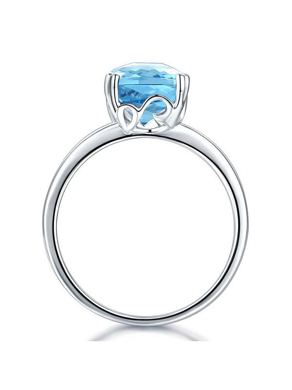 3.90ct Cushion Cut Luxury Blue Topaz Dress Ring, Available in 14kt or 18kt White, Yellow or Rose Gold