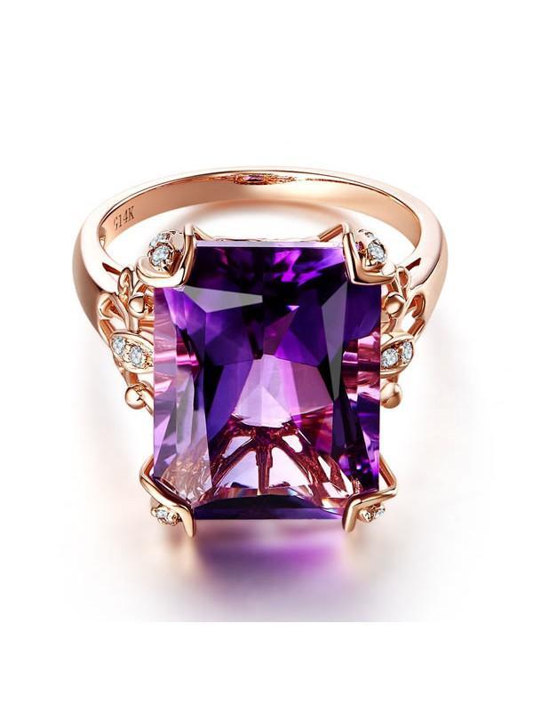 10.50ct Rose Gold, Cushion Cut Luxury Amethyst Dress Ring, Available in 14kt or 18kt Rose, Yellow or White Gold