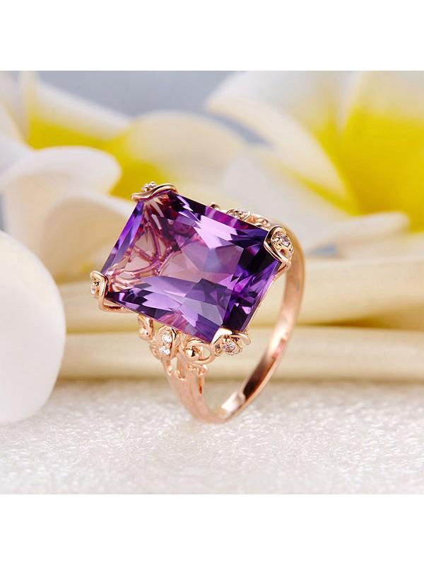 10.50ct Rose Gold, Cushion Cut Luxury Amethyst Dress Ring, Available in 14kt or 18kt Rose, Yellow or White Gold
