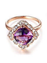2.65ct Rose Gold, Cushion Cut Amethyst Engagement Ring, Available in 14kt or 18kt Rose, Yellow or White Gold