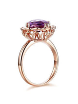 2.65ct Rose Gold, Cushion Cut Amethyst Engagement Ring, Available in 14kt or 18kt Rose, Yellow or White Gold