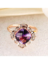 2.65ct Rose Gold, Cushion Cut Amethyst Engagement Ring, Available in 14kt or 18kt Rose, Yellow or White Gold