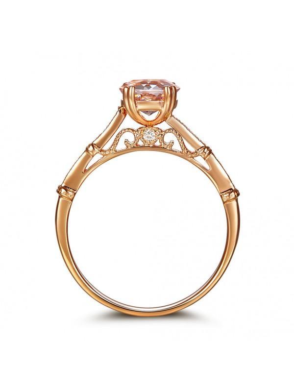 1.20ct Rose Gold, Round Cut Morganite Engagement Ring, Available in 14kt or 18kt Rose, Yellow or White Gold