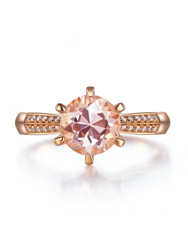 1.20ct Rose Gold, Round Cut Morganite Engagement Ring, Available in 14kt or 18kt Rose, Yellow or White Gold