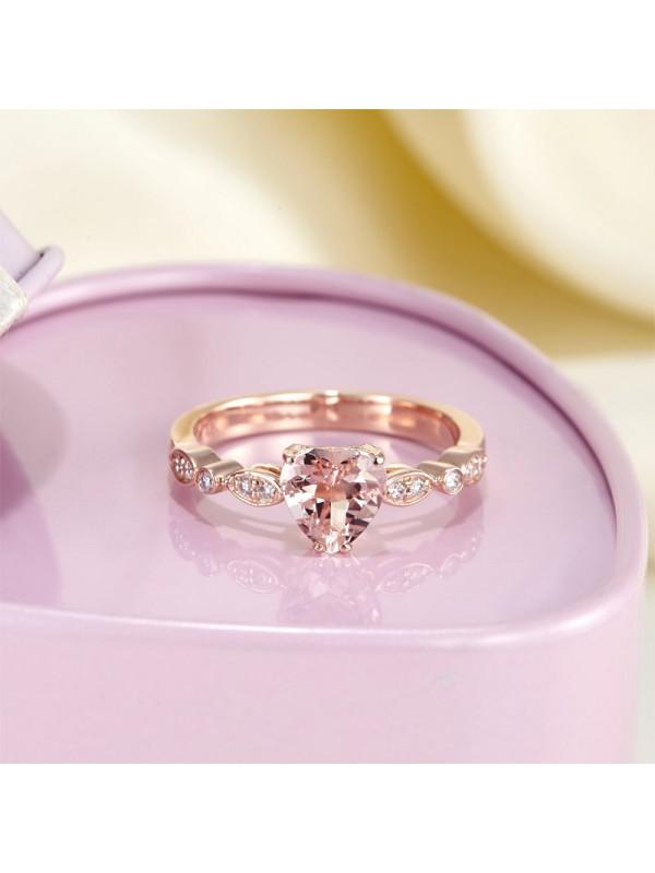 1.20ct Rose Gold, Heart Shaped Morganite Engagement Ring, Available in 14kt or 18kt Rose, Yellow or White Gold