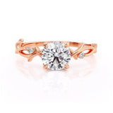 1.00ct Round Cut Moissanite Engagement Ring & Wedding Band Set, 14Kt 585 Rose Gold