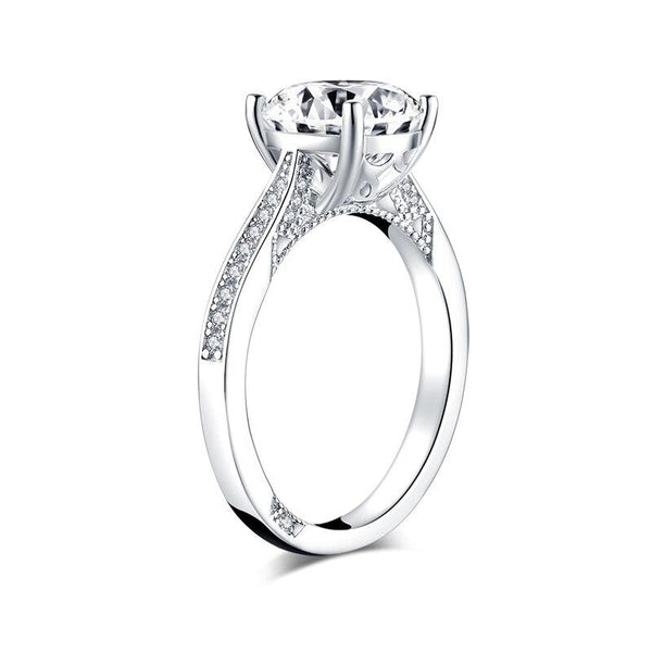 2.65ct Classic Brilliant Cut Diamond Engagement Ring, Vintage Design, 925 Silver