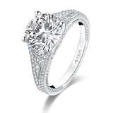 2.65ct Vintage Round Cut Diamond Engagement Ring, 925 Silver