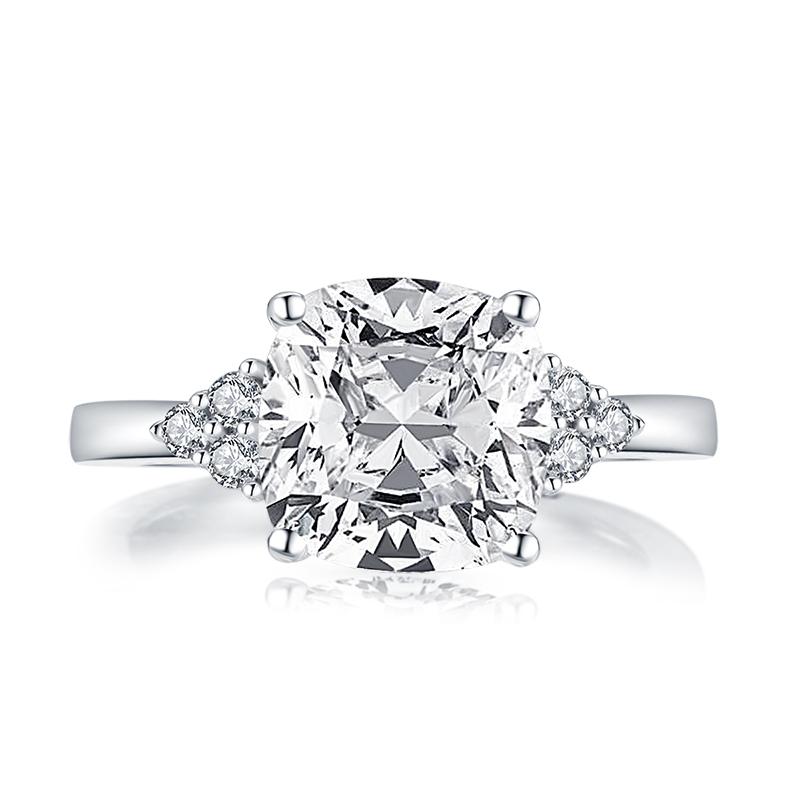 4.00ct Vintage Cushion Cut Diamond Engagement Ring, 925 Silver
