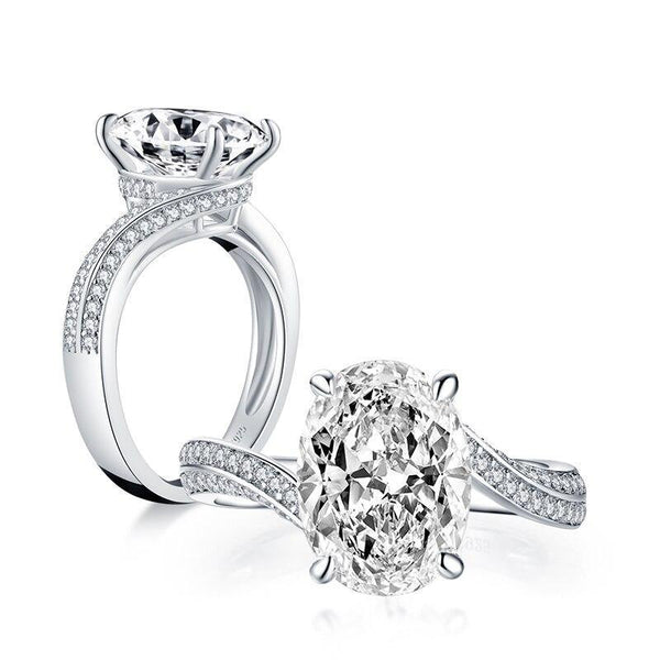 4.50ct Oval Cut Twist Diamond Engagement Ring, 925 Silver