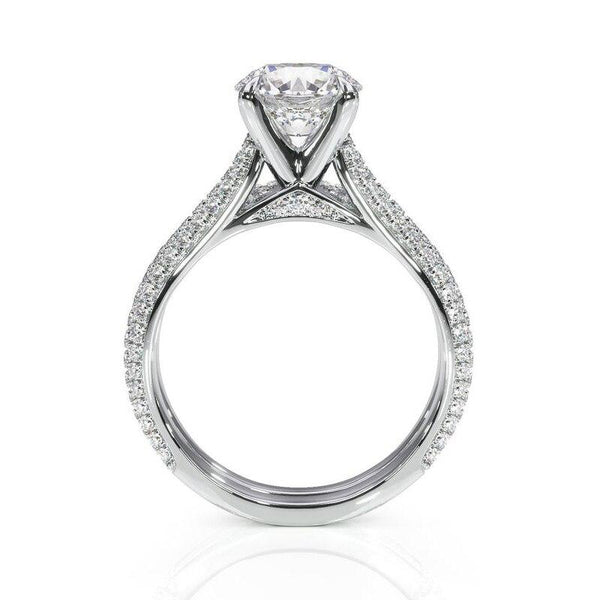 1.00ct Round Cut Moissanite Engagement Ring & Wedding Band Set, 14Kt 585 White Gold