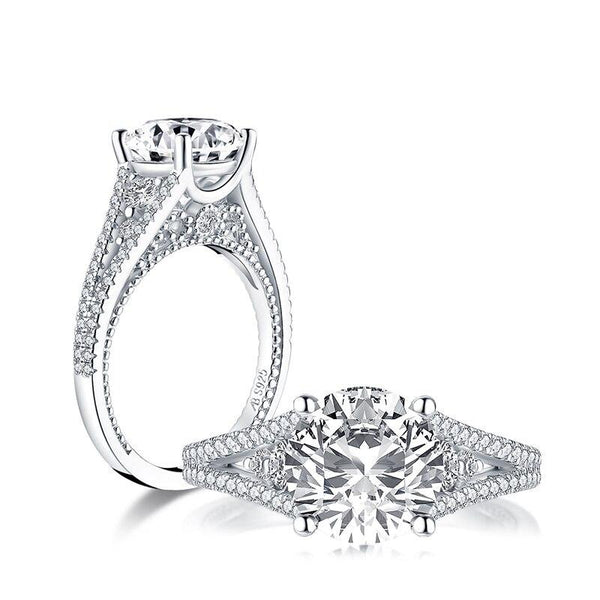 2.65ct Vintage Round Cut Diamond Engagement Ring, 925 Silver