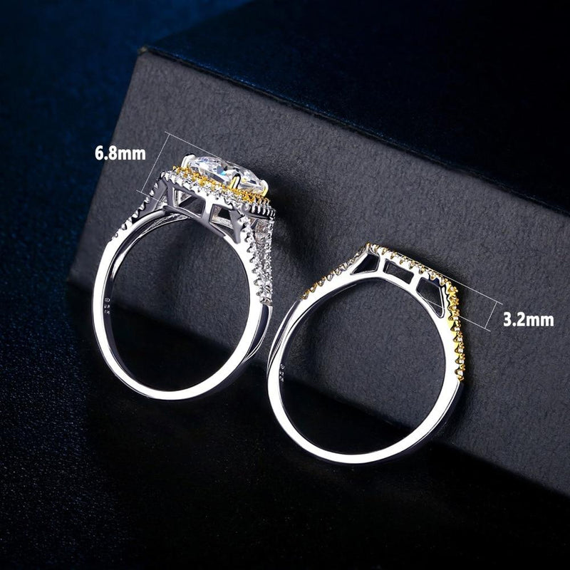 3.00ct Cushion Cut Halo Diamond Ring, Bridal Ring Set, 925 Sterling Silver