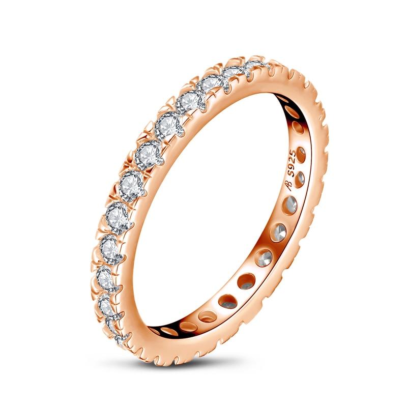 0.75ct Diamond Set Full Eternity Ring, 925 Sterling Silver, 18ct Rose Gold Vermeil