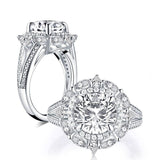 2.65ct Round Cut Diamond Halo Vintage Engagement Ring, 925 Silver