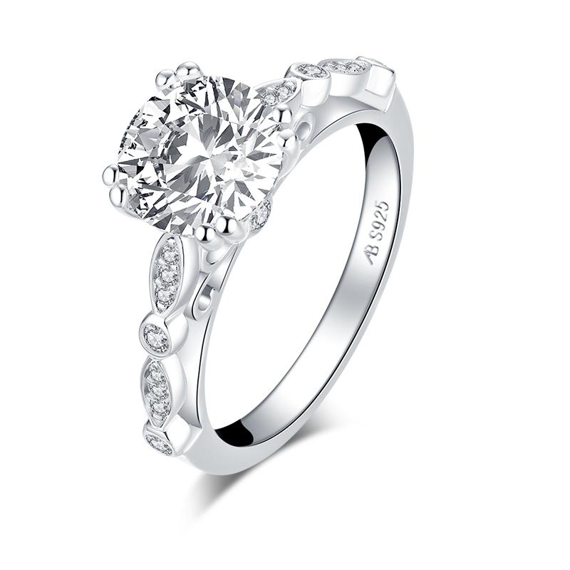 2.00ct Round Cut, Vintage Diamond Engagement Ring, 925 Silver