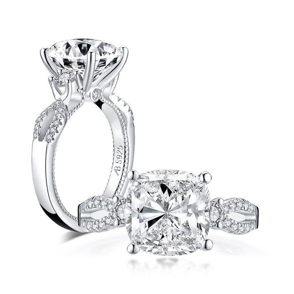 5.00ct Vintage Cushion Cut Diamond Engagement Ring, 925 Silver
