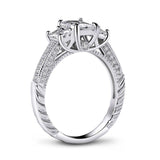 1.50ct Radiant Cut, Vintage 3 Stone Engagement Ring, 925 Silver