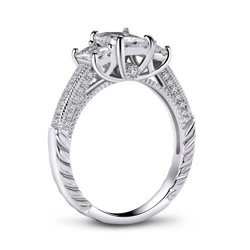 1.50ct Radiant Cut, Vintage 3 Stone Engagement Ring, 925 Silver