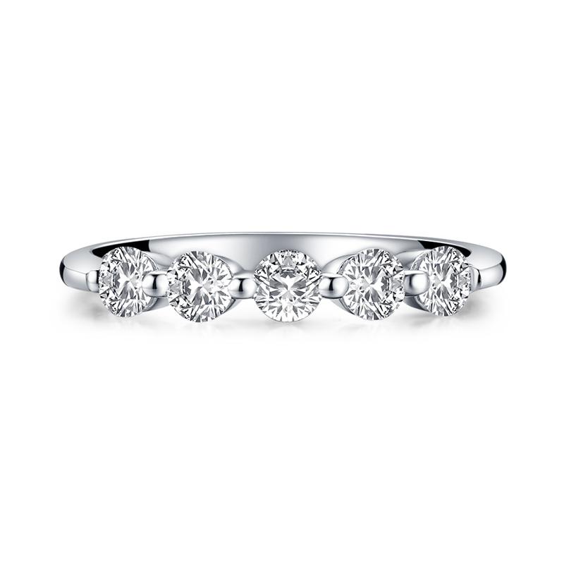 0.75ct Diamond Wedding Band, Half Eternity Ring, 925 Sterling Silver