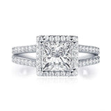 1.60ct Princess Cut Diamond Halo Engagement Ring, 925 Silver