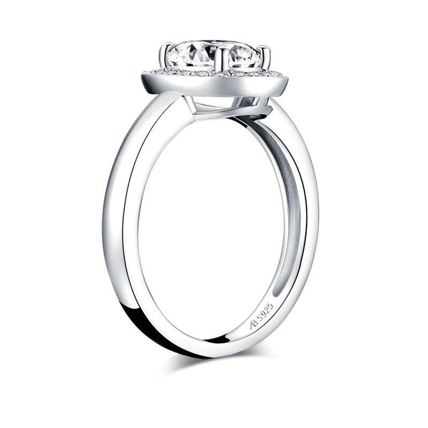 1.25ct Oval Cut Diamond Halo Engagement Ring, 925 Silver