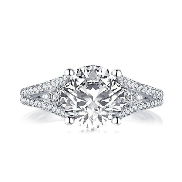 2.65ct Vintage Round Cut Diamond Engagement Ring, 925 Silver