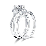 2.00ct Heart Cut Diamond Ring, Matching Band, Bridal Ring Set, 925 Sterling Silver