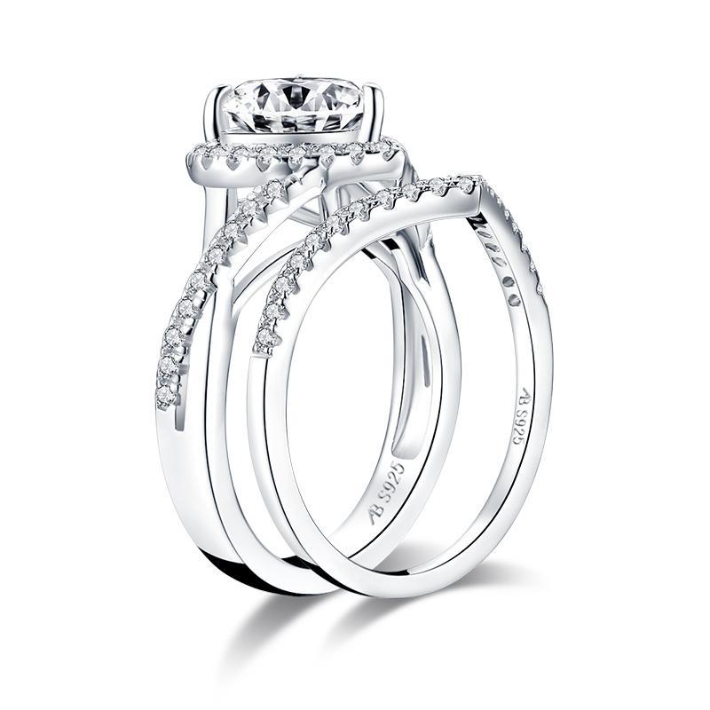 2.00ct Heart Cut Diamond Ring, Matching Band, Bridal Ring Set, 925 Sterling Silver