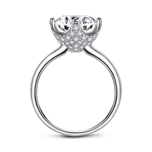 3.50ct Round Cut Diamond Engagement Ring, 925 Silver