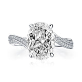 4.50ct Oval Cut Twist Diamond Engagement Ring, 925 Silver