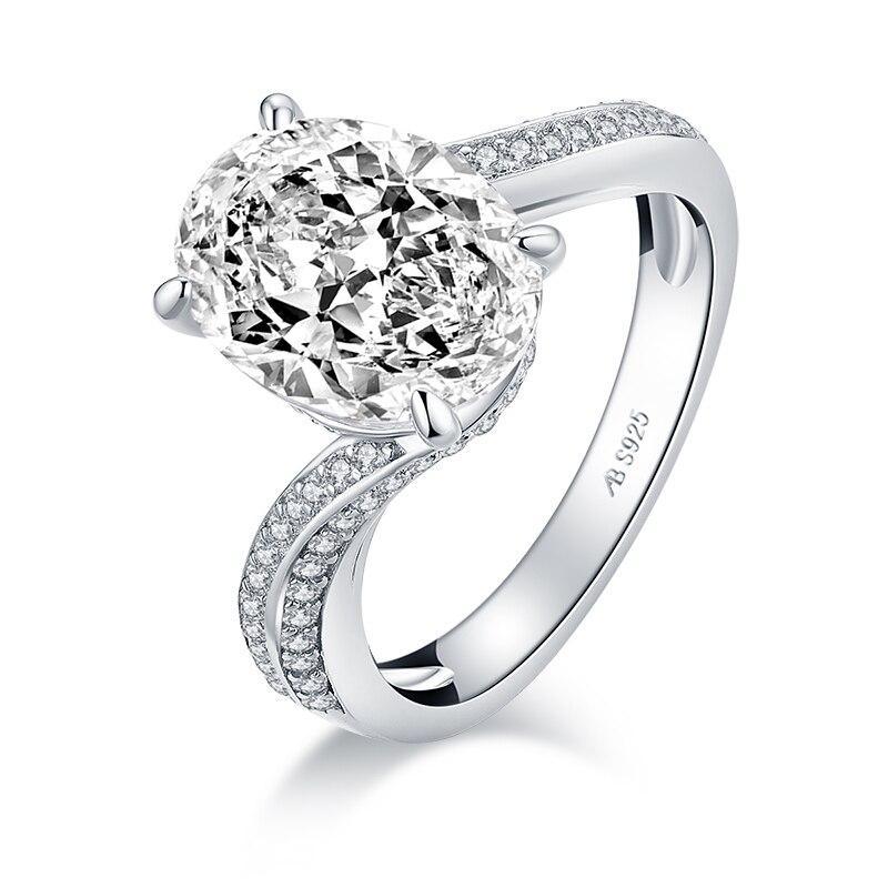 4.50ct Oval Cut Twist Diamond Engagement Ring, 925 Silver