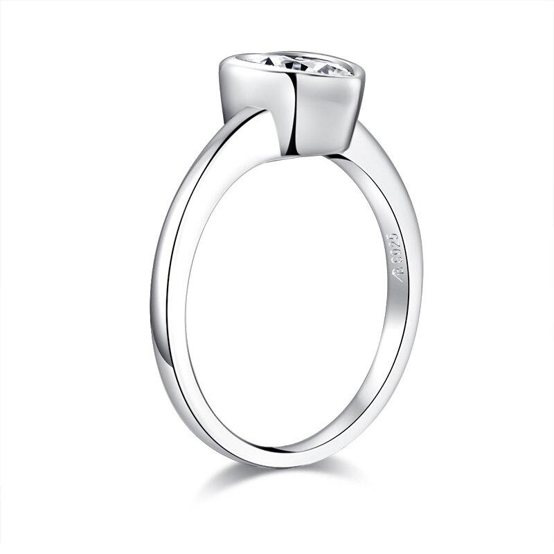 1.25ct Heart Shaped Diamond Engagement Ring, Rub Over Setting, 925 Silver