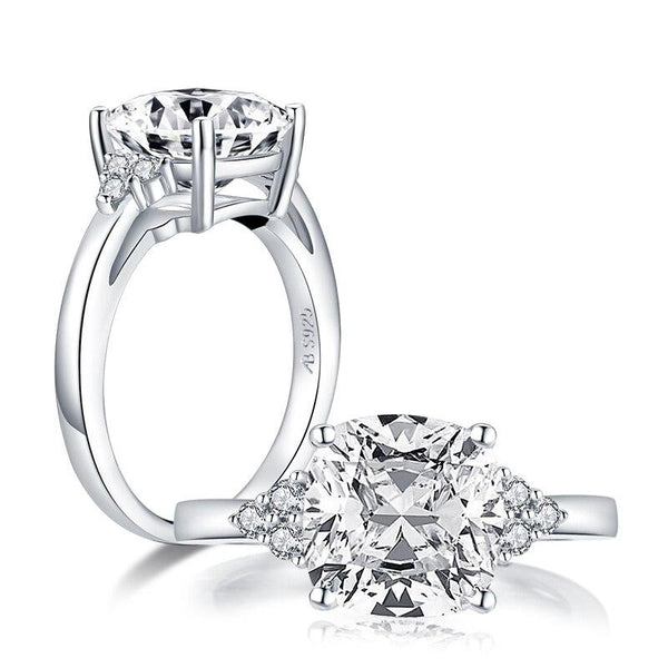 4.00ct Vintage Cushion Cut Diamond Engagement Ring, 925 Silver
