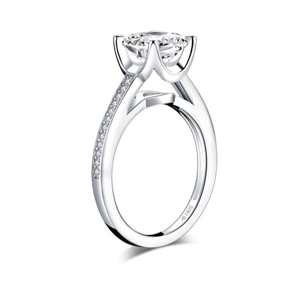 2.50ct Asscher Cut Diamond Engagement Ring, 925 Silver