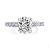 3.00ct Oval Cut Diamond Engagement Ring, 925 Silver