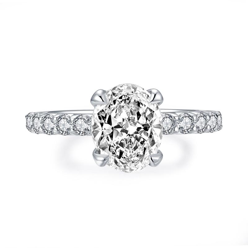 3.00ct Oval Cut Diamond Engagement Ring, 925 Silver