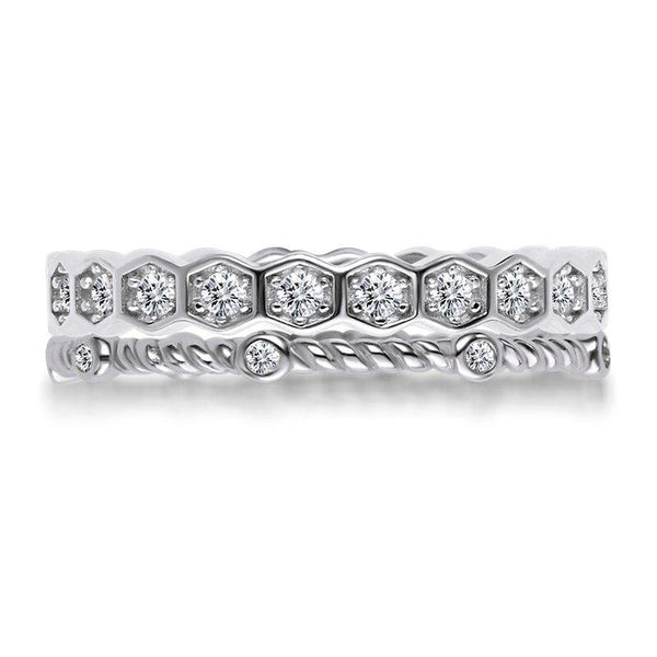 0.60ct Diamond Wedding Band, Full Eternity Ring, 925 Sterling Silver, x2 Ring Set
