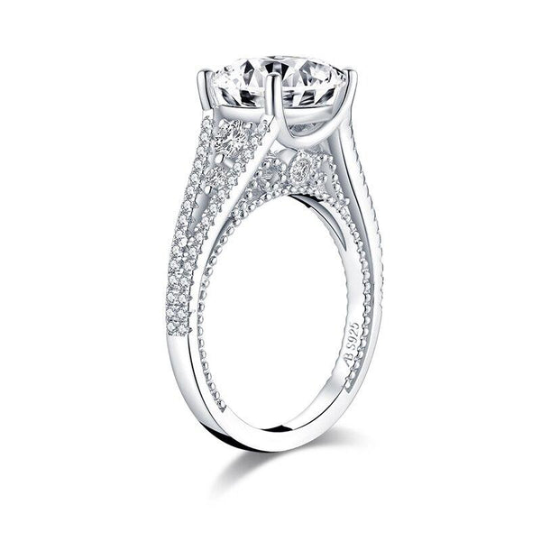 3.00ct Vintage Cushion Cut Diamond Engagement Ring, 925 Silver
