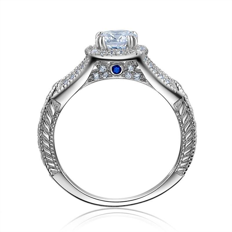 1.20ct Vintage Round Cut Diamond Ring Set, 925 Sterling Silver
