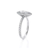 0.80ct Marquise Cut Moissanite Engagement Ring, Diamond Halo, 14Kt 585 White Gold