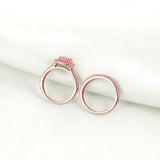 1.60ct Rose Gold Round Cut Diamond Ring Set, 925 Sterling Silver