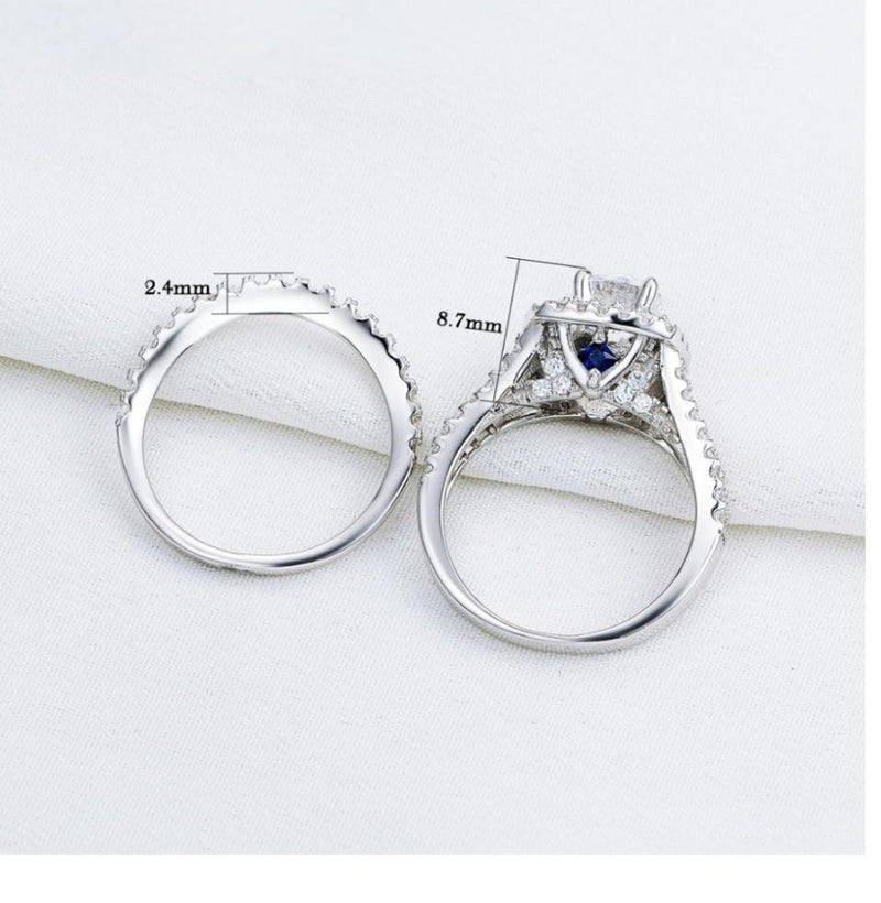 1.80ct Round Cut Halo Diamond Ring, Bridal Ring Set, 925 Sterling Silver