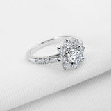 2.00ct Flower Cluster Diamond Engagement Ring, 925 Silver